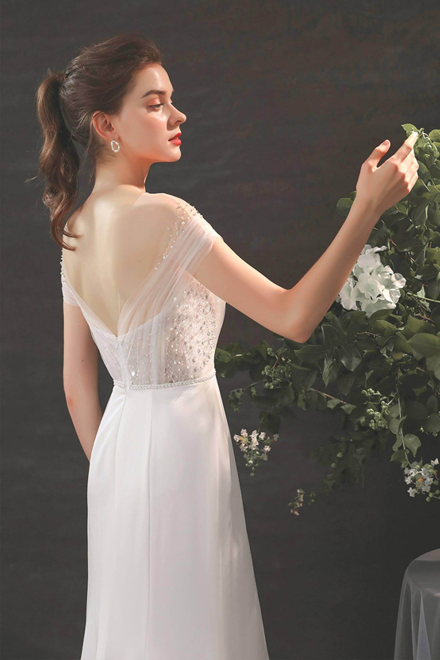 Mermaid Sweep-Brush Train Lace Tulle Wedding Dress CW2689 - COCOMELODY