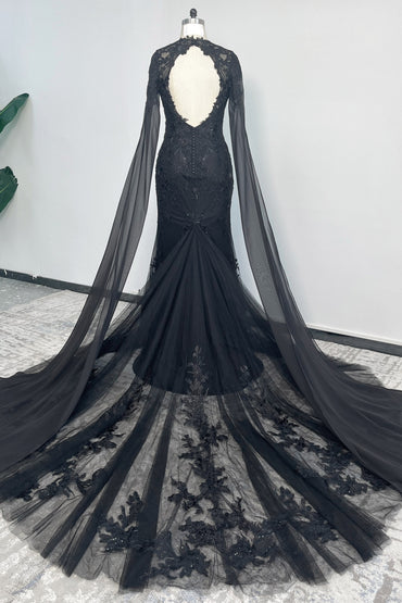 Trumpet-Mermaid Chapel Train Lace Tulle Wedding Dress CW3279