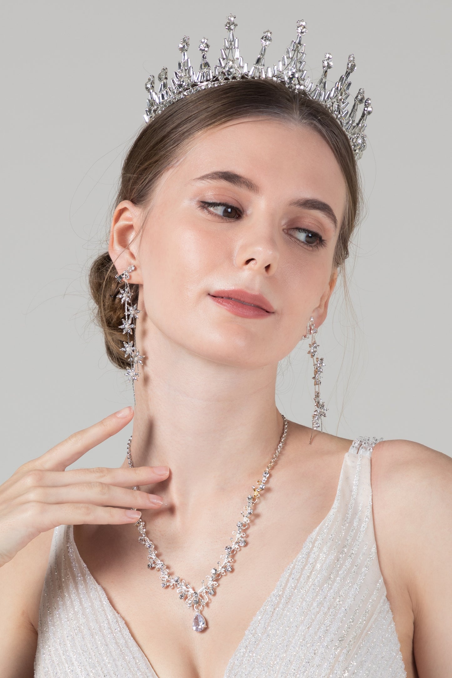 Crystals Tiara Necklace Earrings Jewelry CY0067