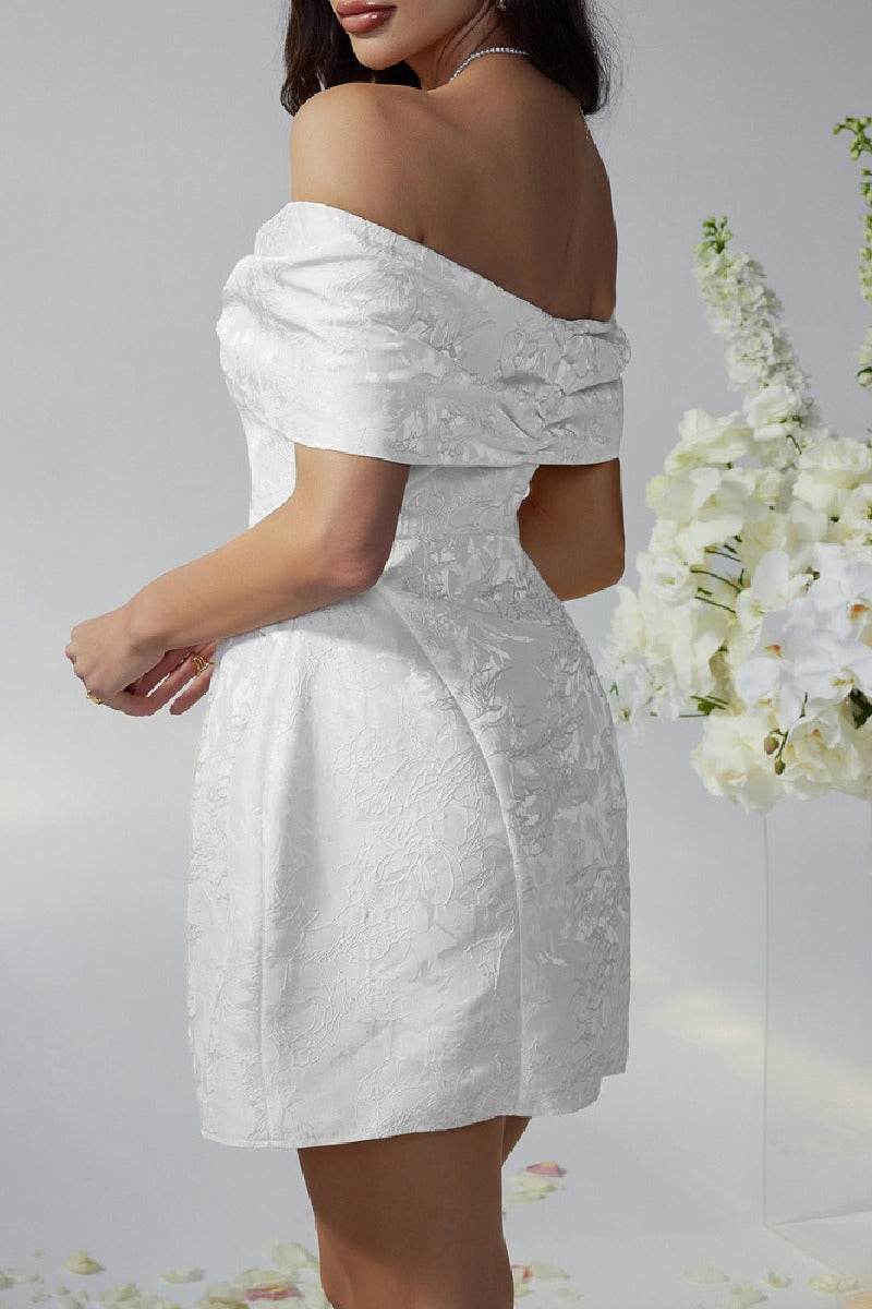 A-Line Mini Jacquard Satin Dress 911548528871 - COCOMELODY