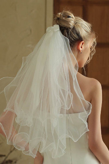 Two-tier Cut Edge Tulle Hip Veils with 889594187333 - COCOMELODY