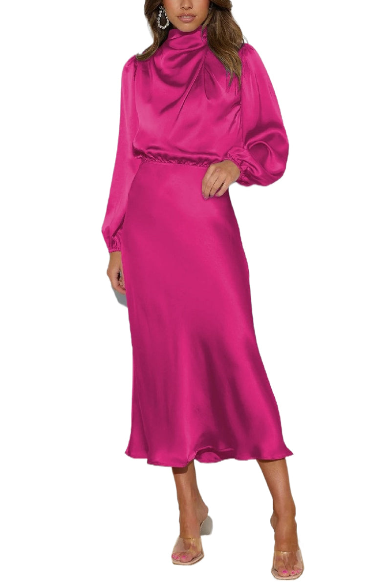 A-Line Midi Elastic Silk like Satin Formal Evening Dresses 719013207299