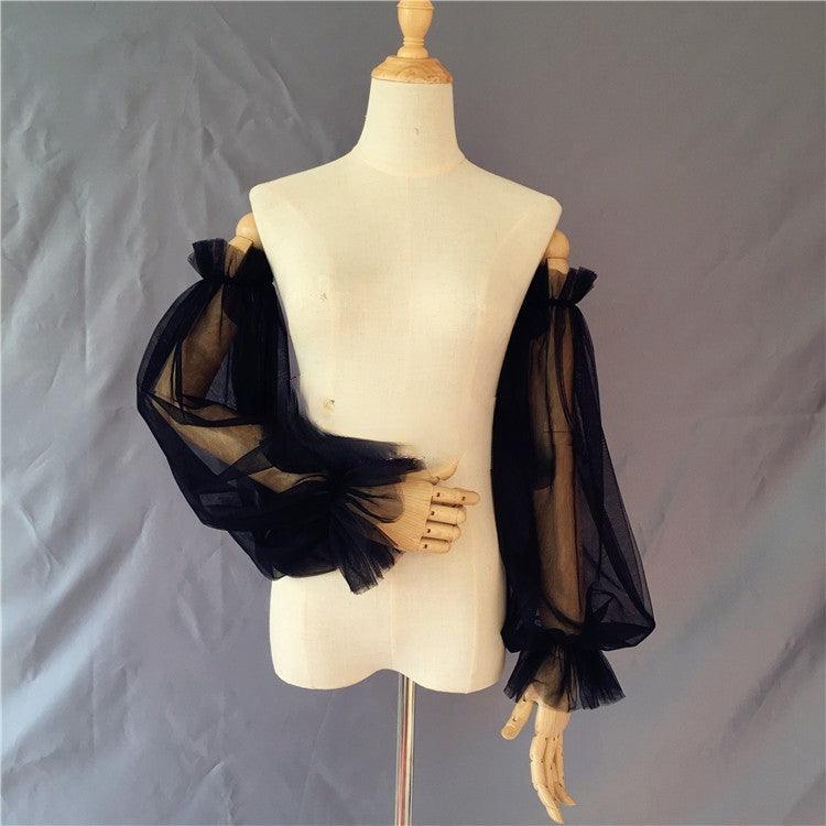 Ruffled black elastic sleeves 583122974681 - COCOMELODY