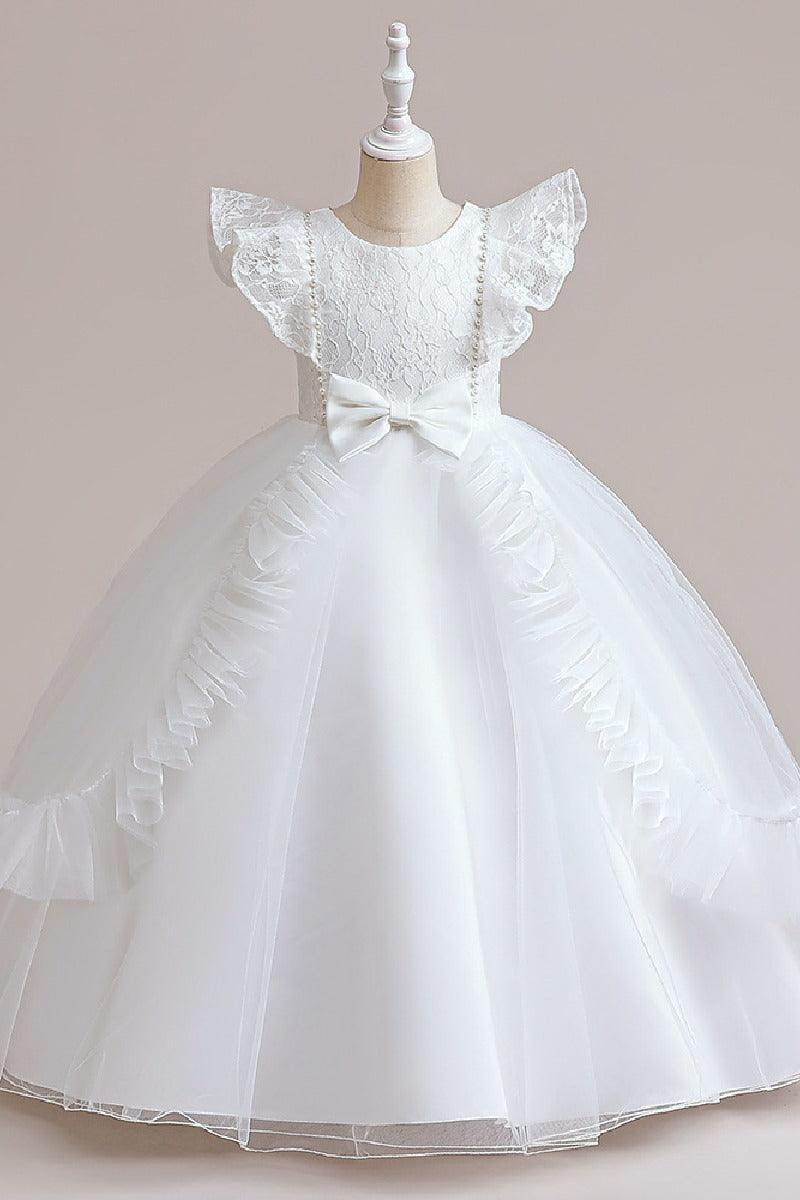 A-Line Scoop Neck Sleeveless Tea-Length Lace/Tulle Flower Girl Dresses 748862644678 - COCOMELODY