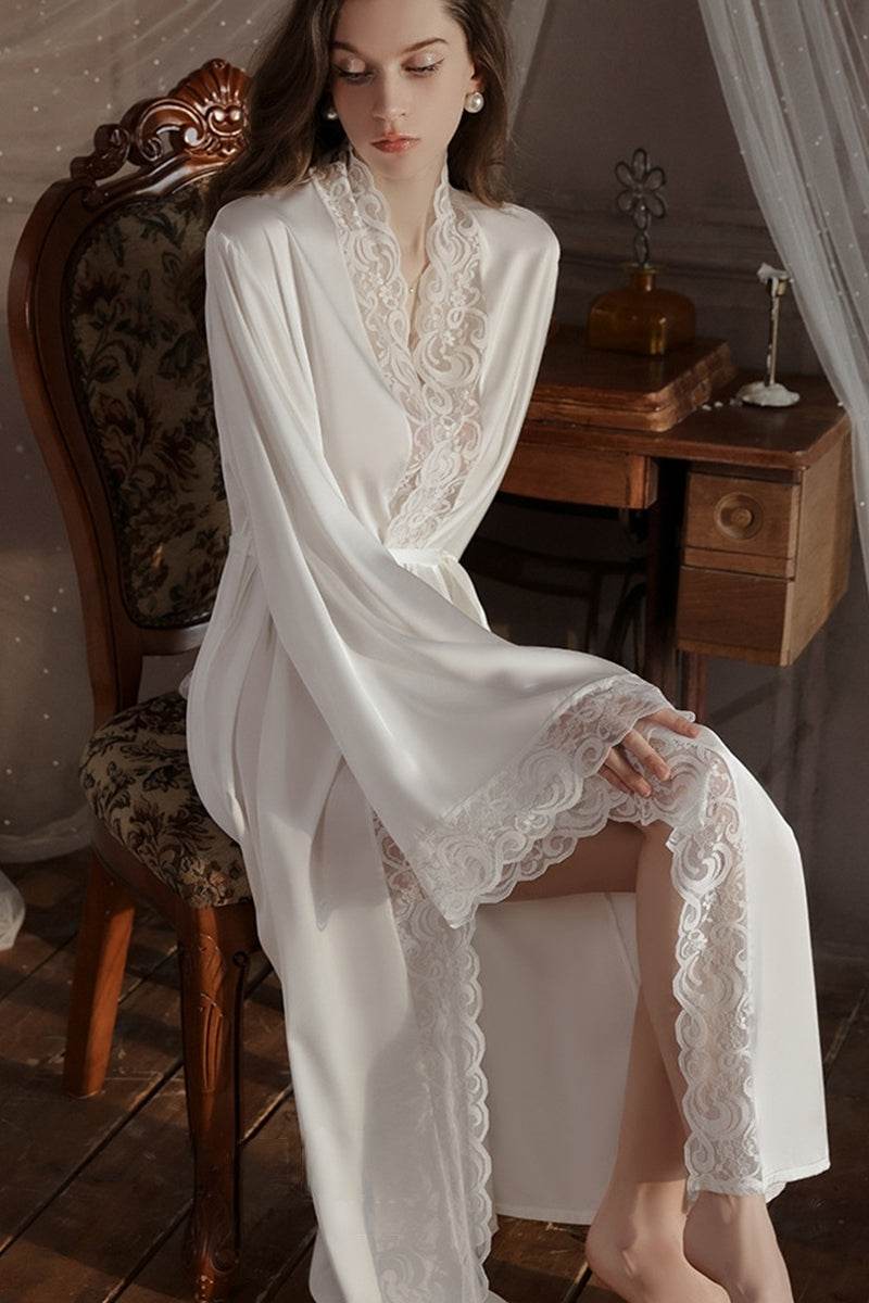 Sexy Lace Panelled Length Robes For Bride 875471798417 - COCOMELODY