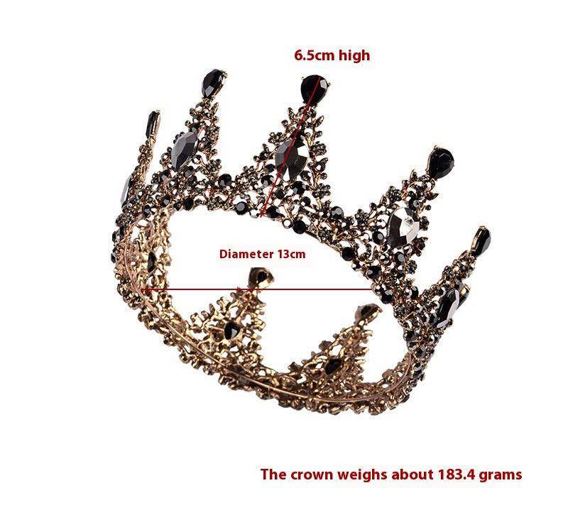 Black Headwear Crown Baroque Crown Rhinestone Headwear 620401524708 - COCOMELODY