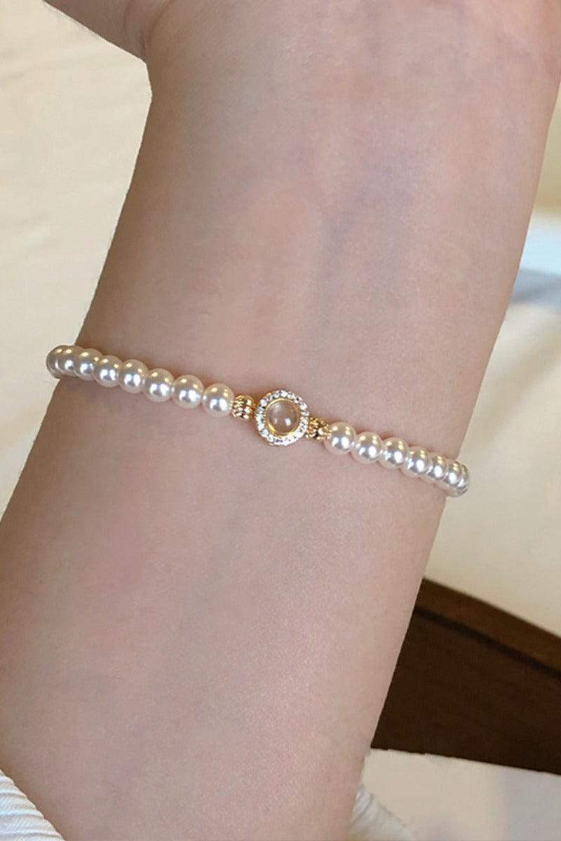 Luxury Pearl Beaded Bracelet Plated Cubic Zirconia Ring Charm 945769131649 - 7 Days / As Picture - COCOMELODY