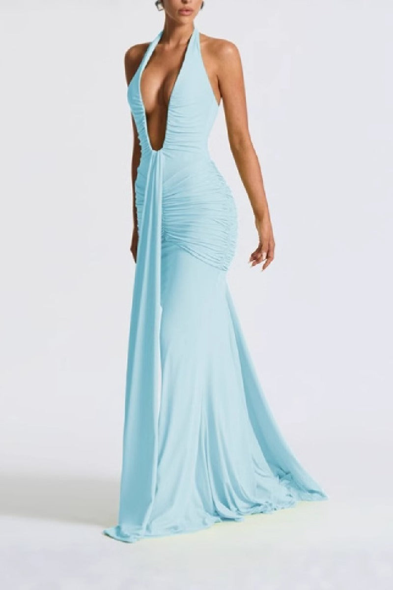 Mermaid Floor length Knitted Semi Formal Wedding Guest Dresses 917018224683