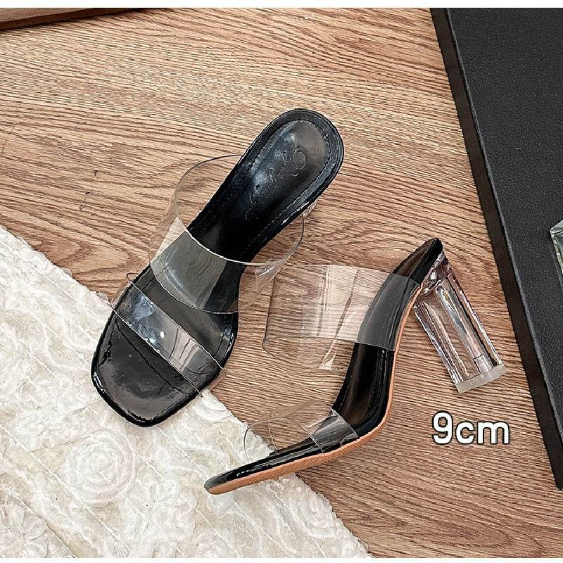 Chunky-heeled transparent sandals 718875447541 - COCOMELODY