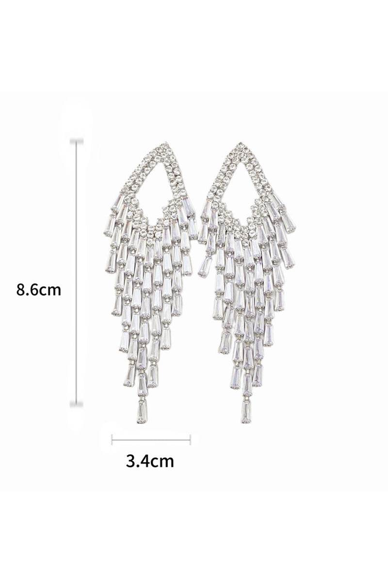Zircon long tassel earrings 866081670499 - COCOMELODY