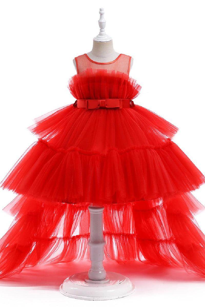 Ball-Gown Square Neckline Knee-Length Tulle Removable tail Flower Girl Dresses 776544998685 - COCOMELODY