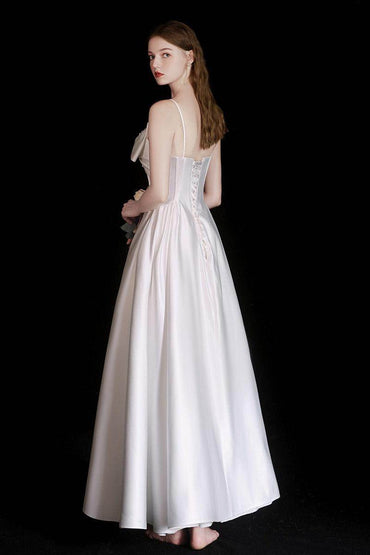 A-Line Ankle Length Satin Wedding Dress 786848999314 - COCOMELODY