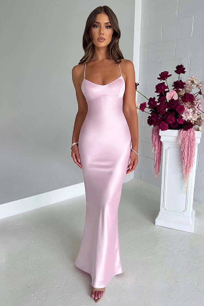 Sexy halter satin cocktail dress 689849690730