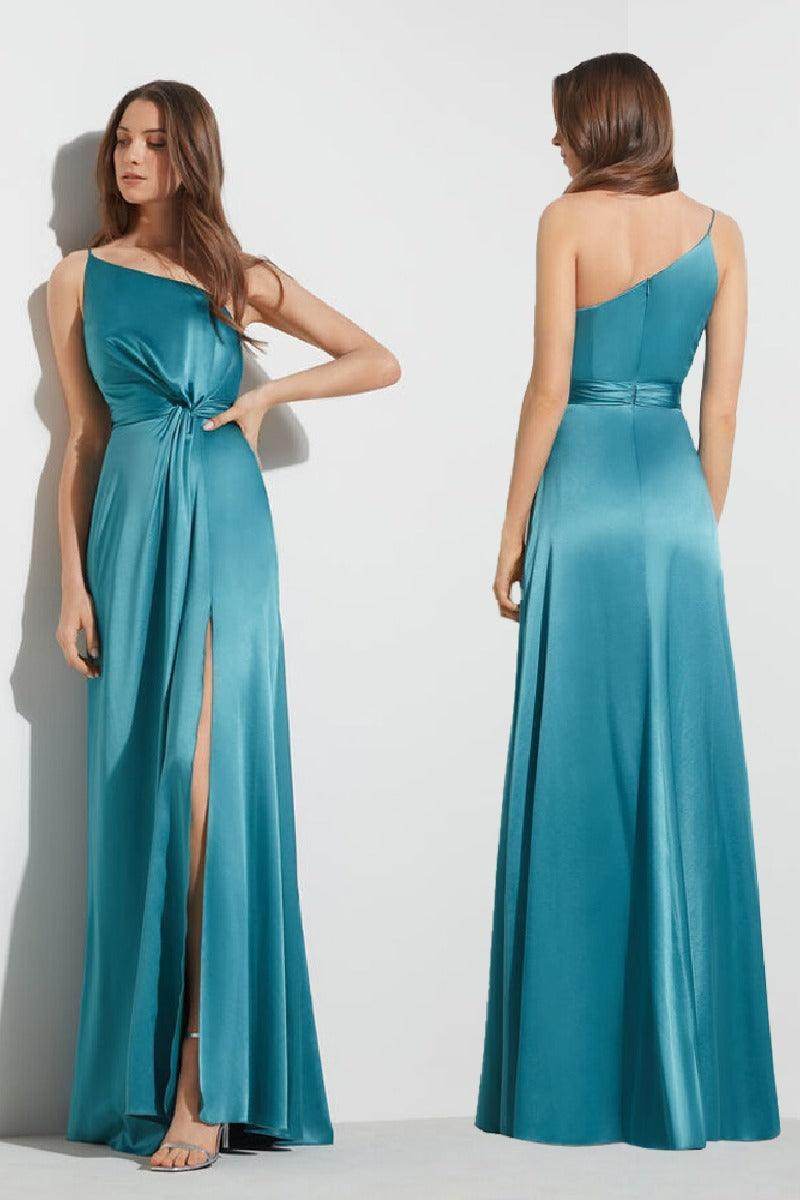 A-Line Maxi Luxuriant Satin Bridesmaid Dress 671430506147 - COCOMELODY