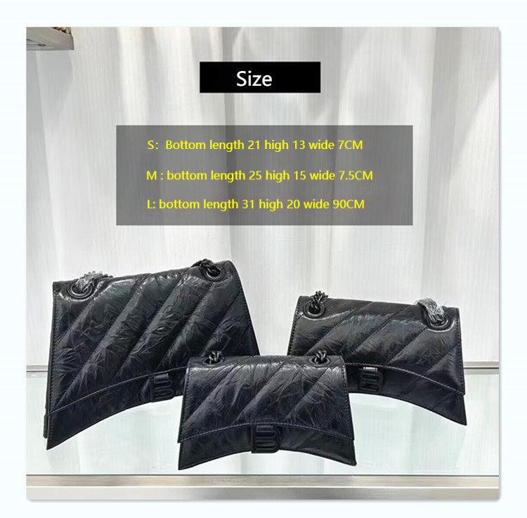 Cowhide pleated diamond check chain bag evening bag 706471330384 - COCOMELODY