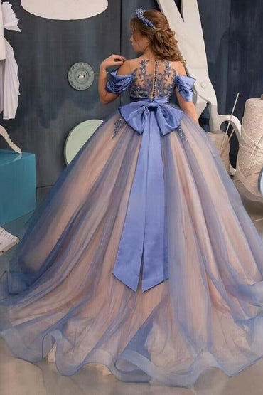 Illusion Off The Shoulder Tulle Puff Cuff Flower Girl Dresses 745558231696 - 10 Days / As Picture / 2 - COCOMELODY