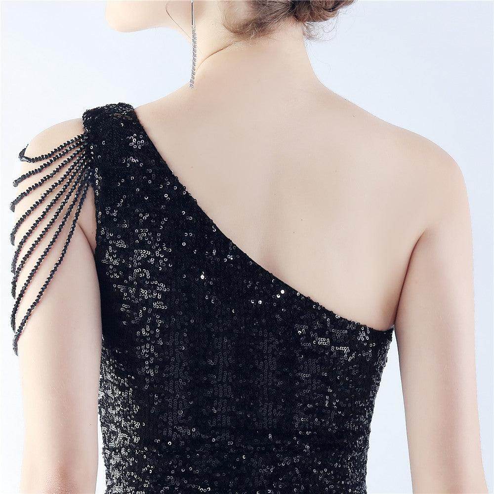 Sheath-column floor length sequined dress 785514826195 - COCOMELODY