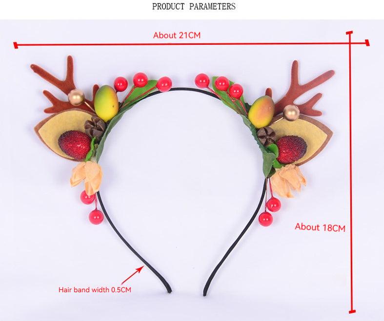 Christmas cat ears Berry headband Holiday party face wash antler headband 849471800595 - COCOMELODY
