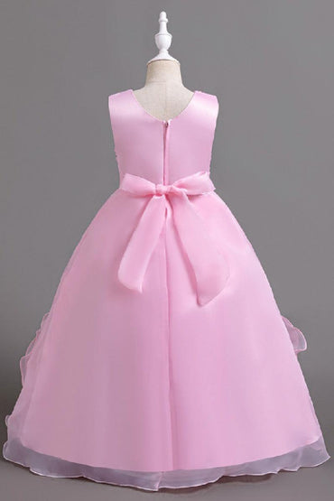 Sleeveless V-Neck Organza Floor Length Flower Girl Dresses 1029248406776 - 7 Days / Sky Blue / 110cm - COCOMELODY