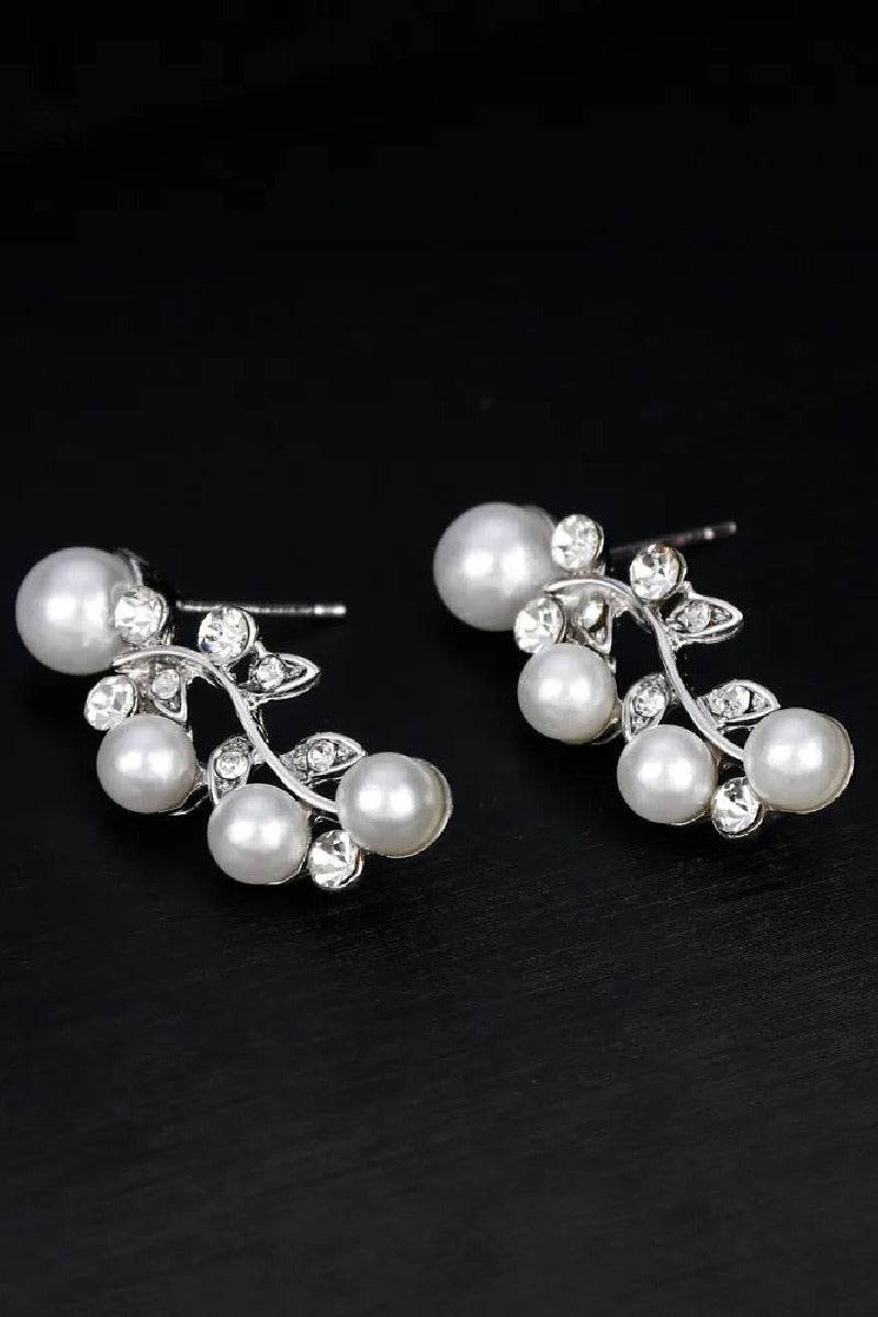 Elegant Pearl/Zircon Wedding Earrings/Necklace Jewelry Sets (Set of 2) 563237845915 - COCOMELODY