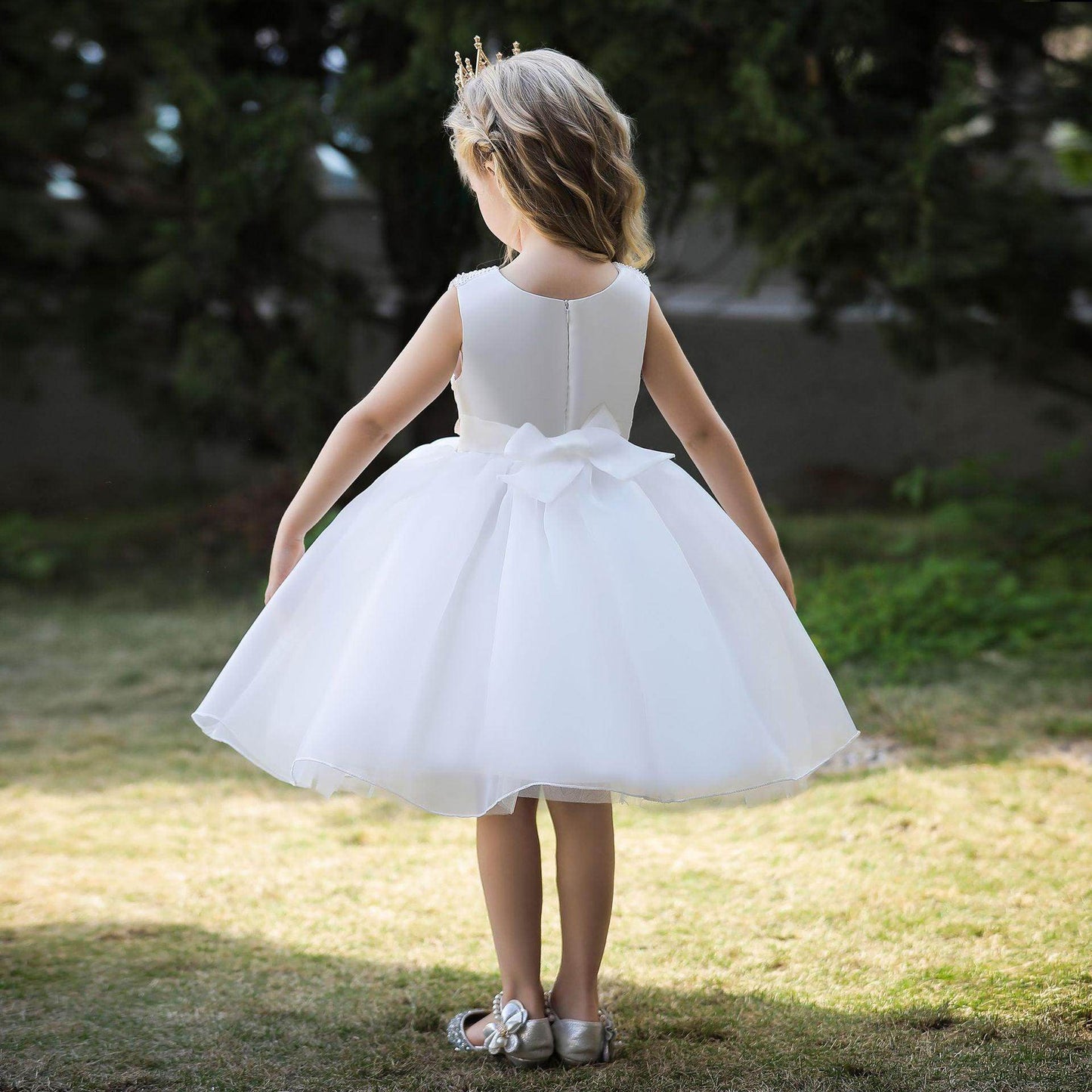 Ball-Gown Scoop Neck Sleeveless Satin/Tulle Flower Girl Dresses With Bow(s)/Beading 674520604690 - COCOMELODY