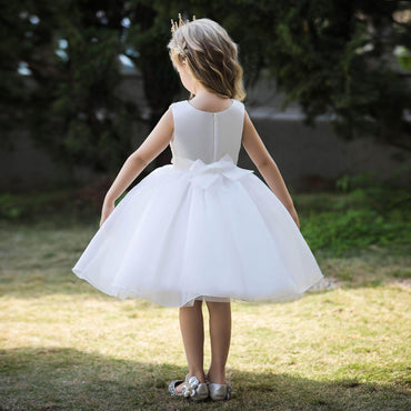 Ball-Gown Scoop Neck Sleeveless Satin/Tulle Flower Girl Dresses With Bow(s)/Beading 674520604690 - COCOMELODY