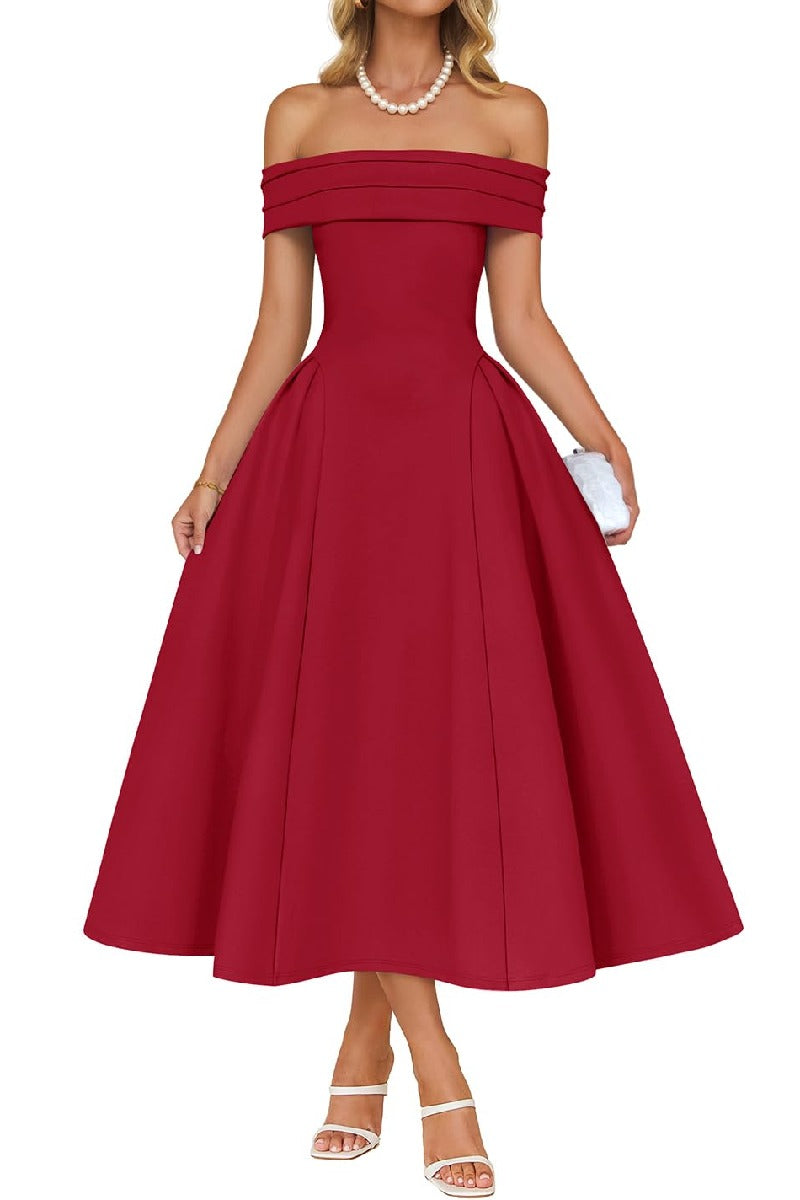 A-Line Tea Length Satin Formal Wedding Guest Dresses B0DS8NJRR3