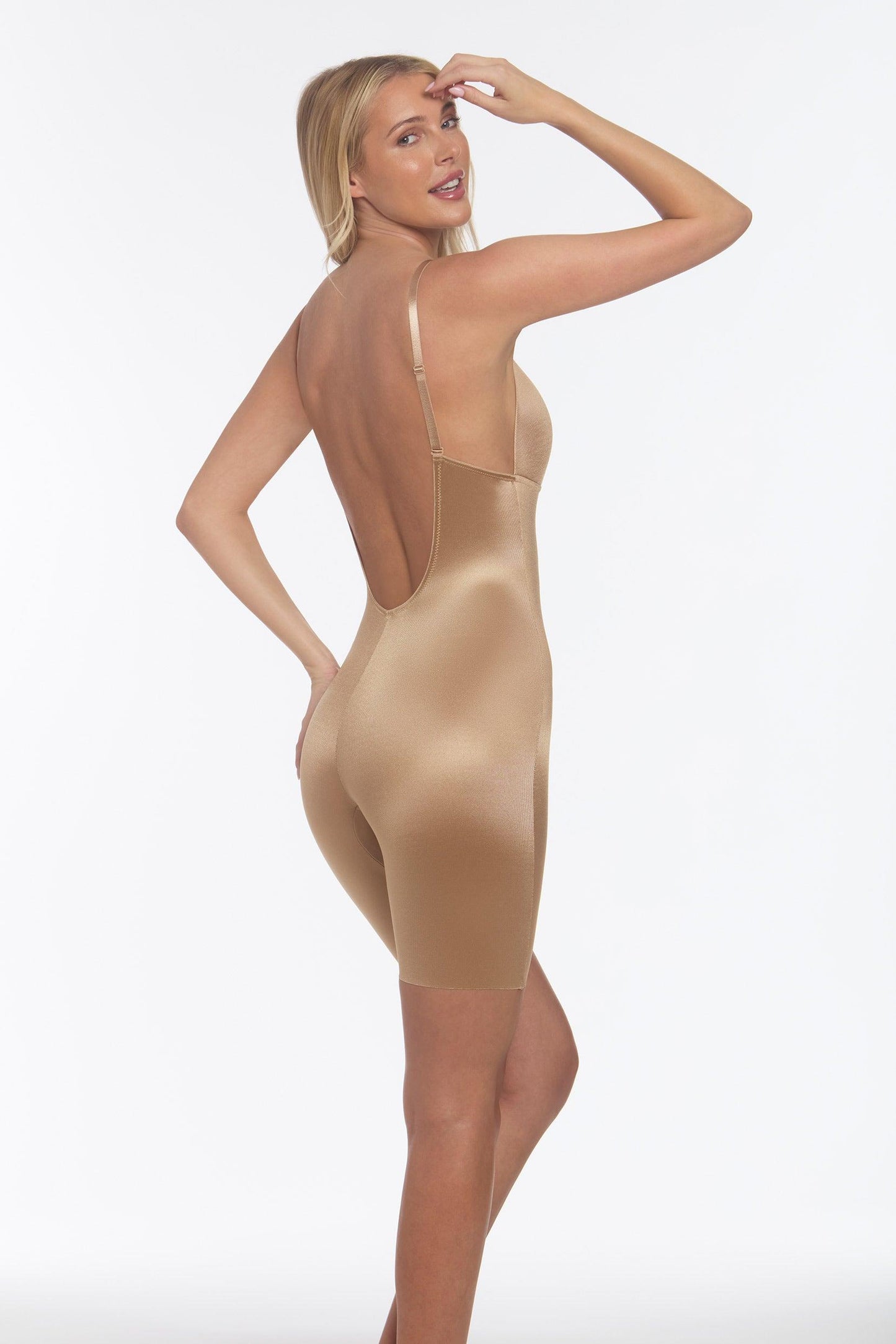 Low Back Thigh Shaper Bodysuit Corset Bridal Bra 4100 - Mocha / XS - COCOMELODY