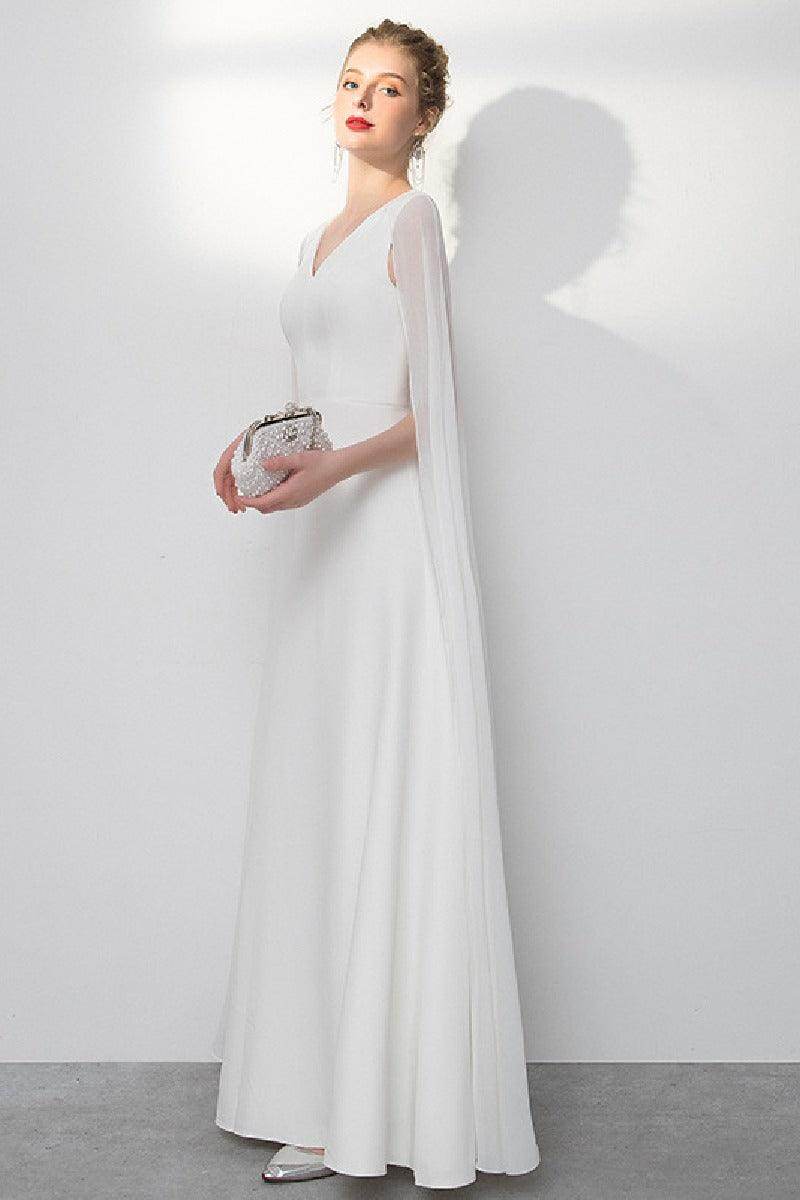 A-Line Floor Length Elastic Cloth Wedding Dress 718869750872 - COCOMELODY
