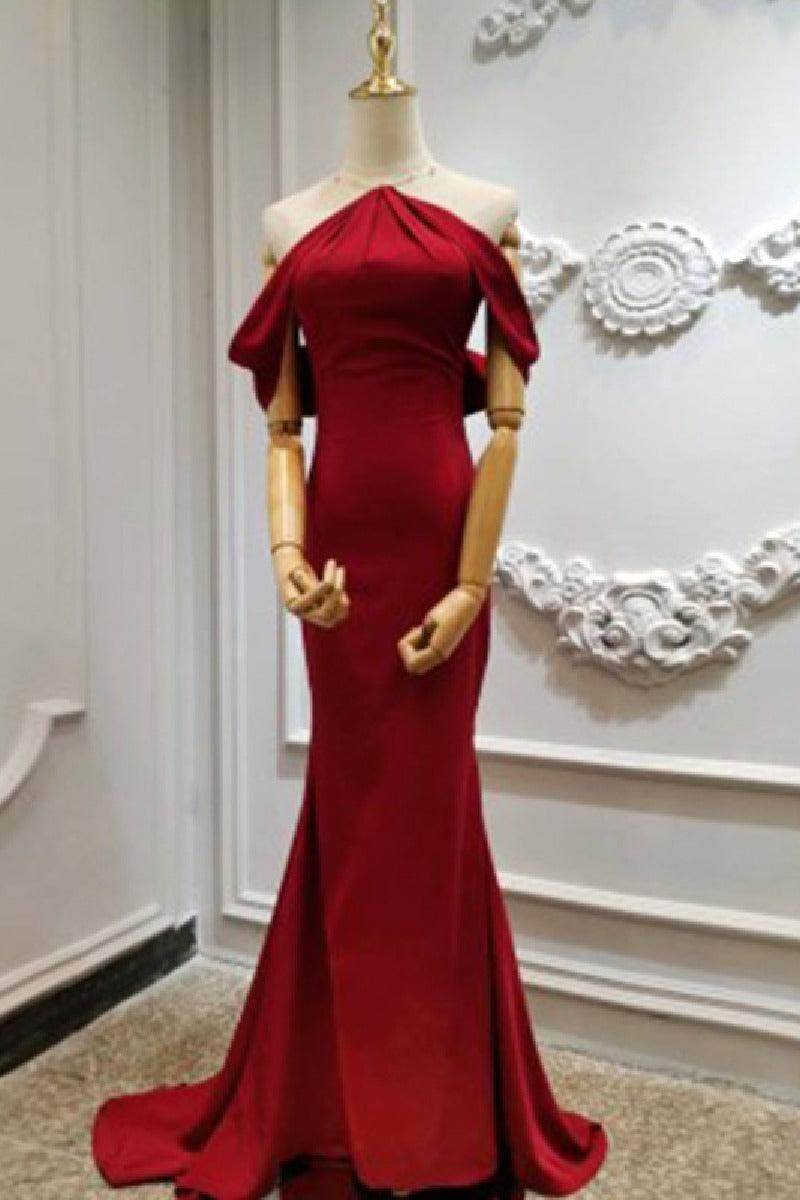 Sheath-Column Sweep-Brush Train Elastic Cloth Wedding Dress 674468699596 - COCOMELODY