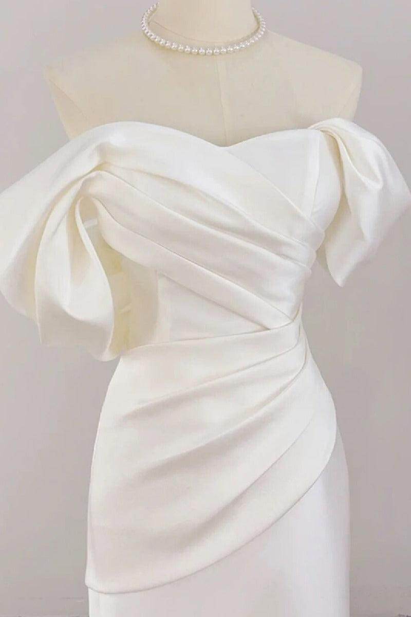 Trumpet-Mermaid Sweep-Brush Train Satin Wedding Dress 730322630162 - COCOMELODY