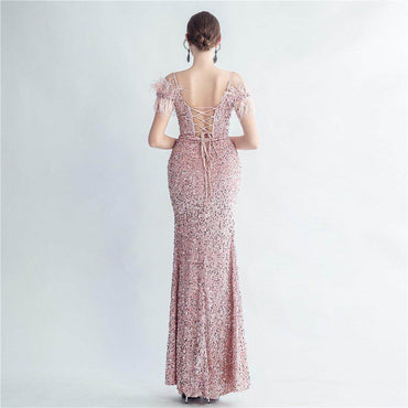 Trumpet-Mermaid Floor Length Sequins Dress 794624136176 - COCOMELODY