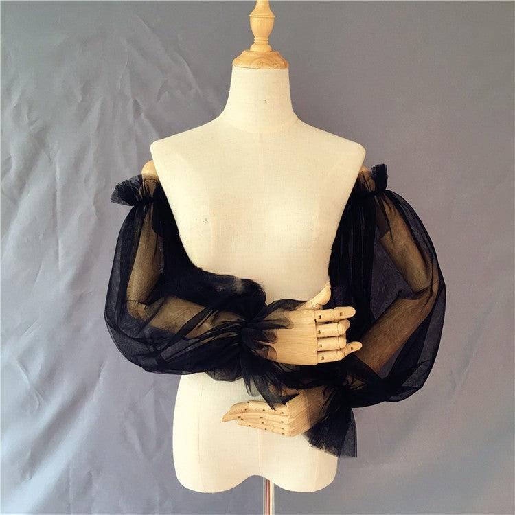 Ruffled black elastic sleeves 583122974681 - COCOMELODY