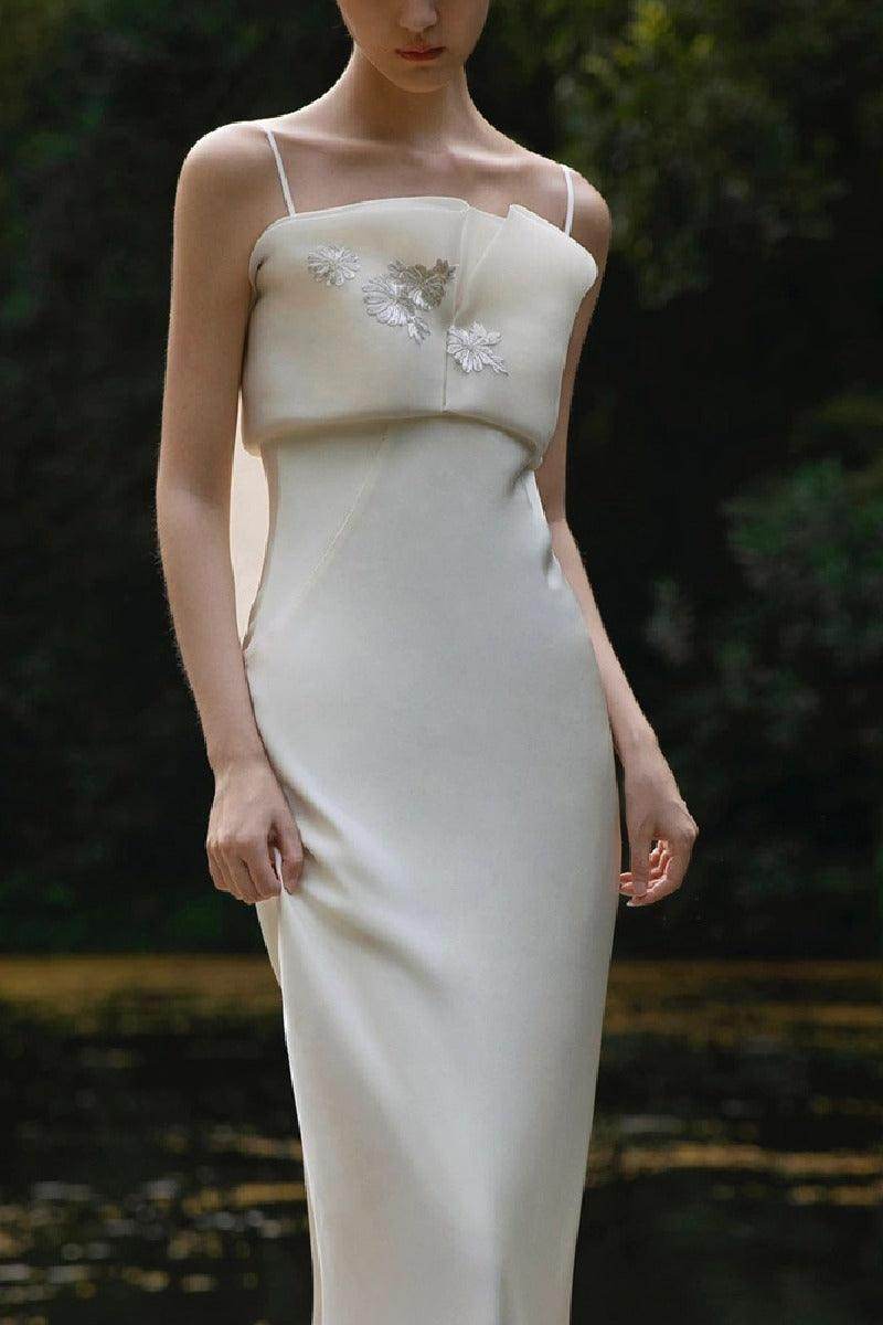 Trumpet-Mermaid Sweep-Brush Train Satin Wedding Dress 753902519963 - COCOMELODY