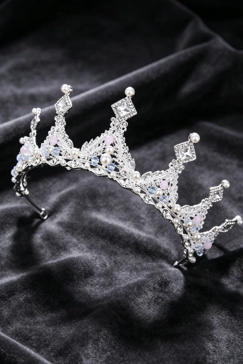 Elegant Wedding Flower Girl Tiara Pearl Rhinestone Crown 617709970463 - 7 Days / Silver - COCOMELODY