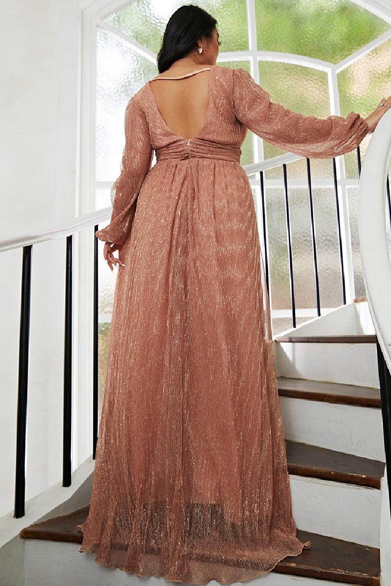A-Line Sweep-Brush Train Sequined dress 693139650702 - COCOMELODY