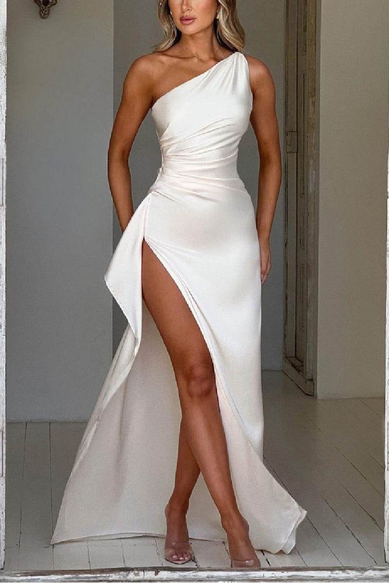 Sheath-Column Maxi Satin Formal Evening Dresses 801747775534 - COCOMELODY