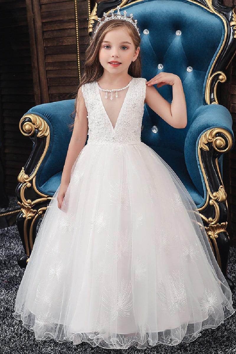 Princess Scoop Neck Tulle Flower Girl Dress COCOMELODY 612626068133, 7 Days / Ivory / 130cm Princess Scoop Neck Tulle Flower Girl Dress COCOMELODY 612626068133, 7 Days / Ivory / 130cm