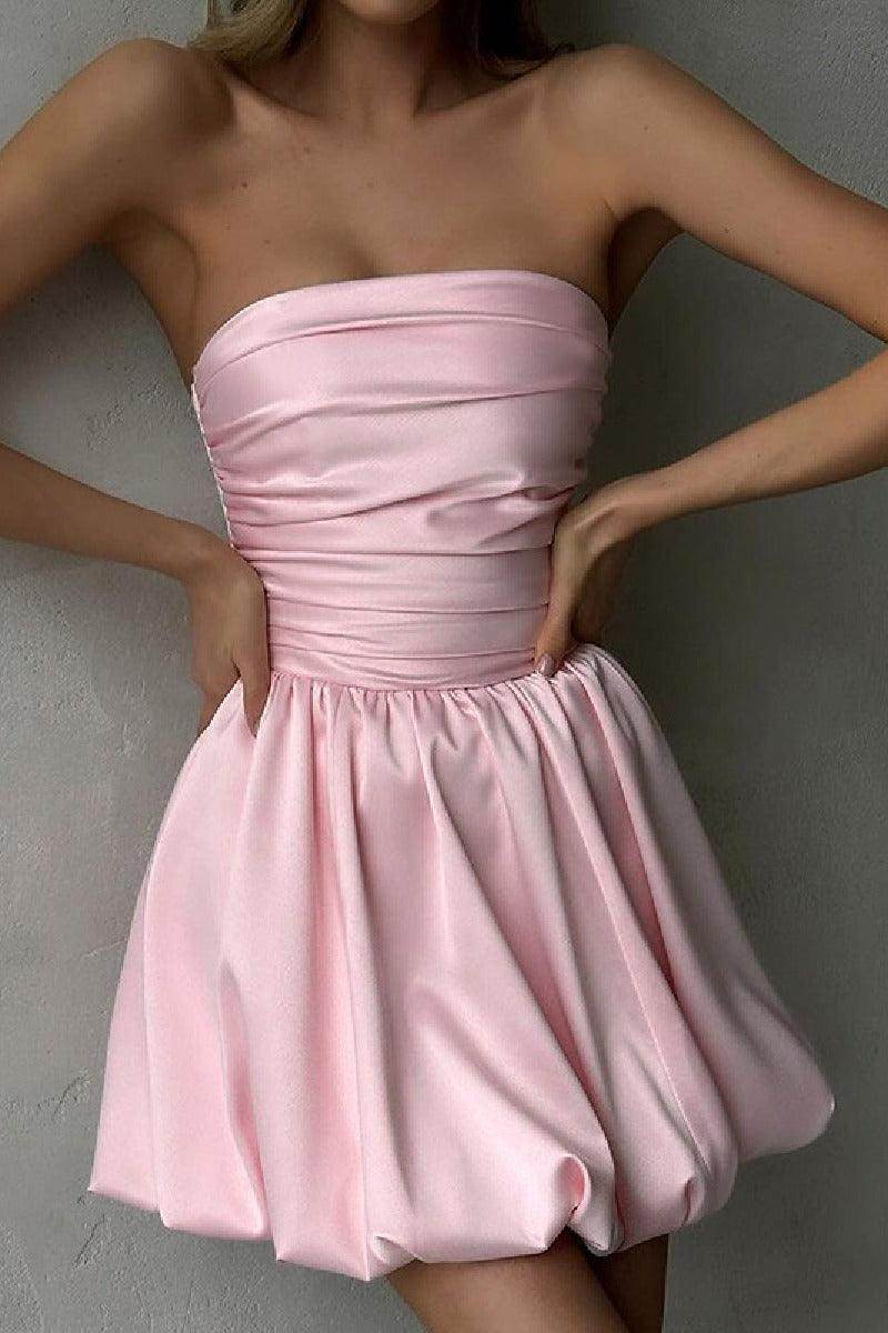 Sexy strapless A-line mini cocktail dress 802295558815 - COCOMELODY