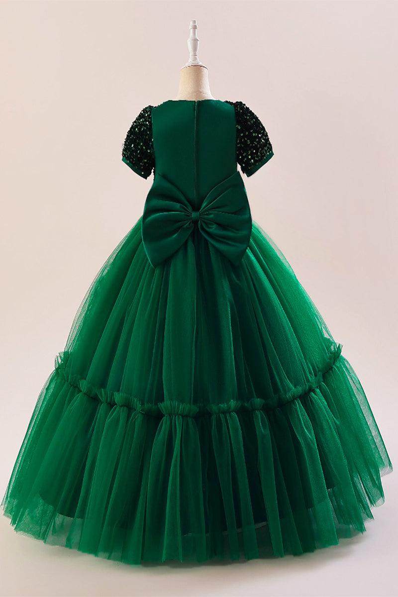 A-Line Maxi Sequined Tulle Flower Girl Dress 735143524780 - COCOMELODY
