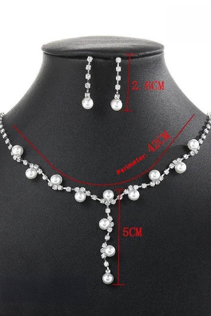 Classic Pearl/Zircon Wedding Earrings/Necklace Jewelry Sets (Set of 2) 617939321130 - COCOMELODY