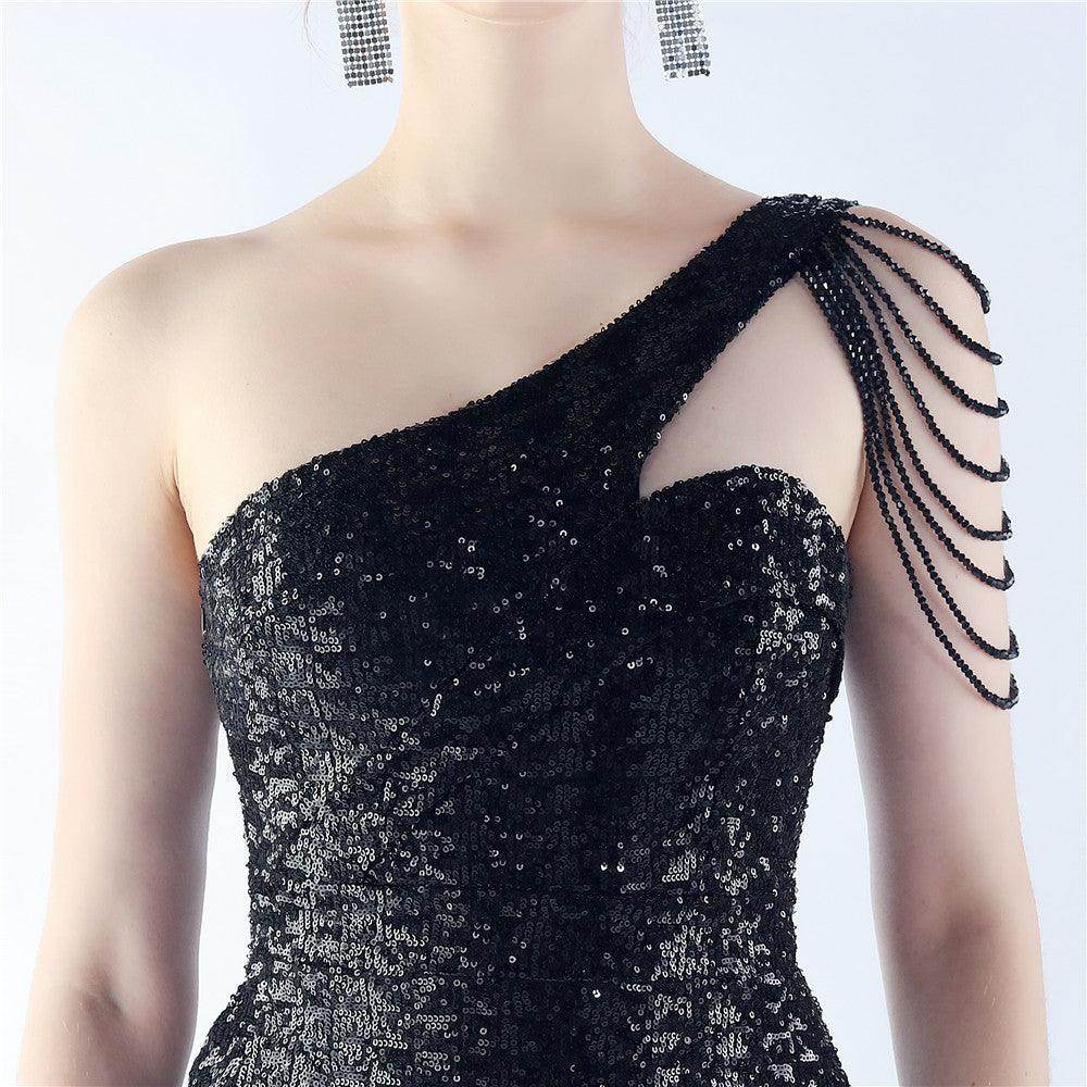 Sheath-column floor length sequined dress 785514826195 - COCOMELODY