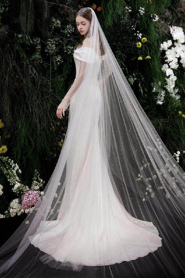 Trumpet-Mermaid Sweep-Brush Train Satin Wedding Dress 854371735185 - COCOMELODY