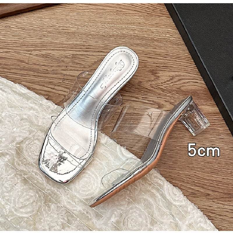 Chunky-heeled transparent sandals 718875447541 - COCOMELODY
