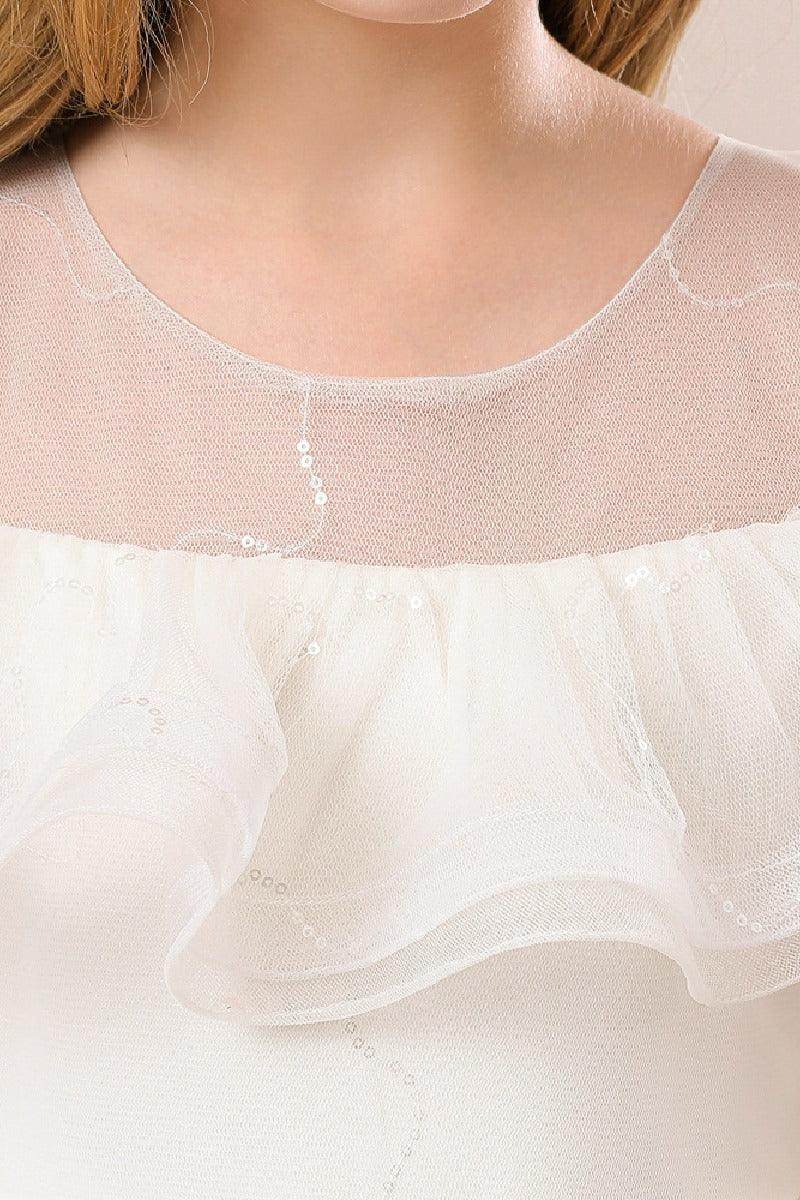 Ball-Gown Off The Shoulder Neck Cold Shoulder Sleeves Tulle Midi Flower Girl Dresses 687623292935 - COCOMELODY