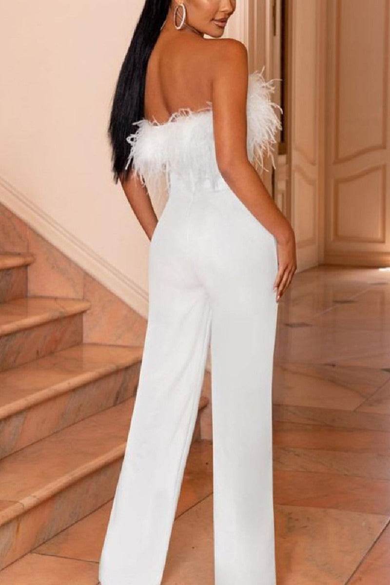 Strapless Floor Length Elastic Cloth Wedding Jumpsuit 671415072635 - COCOMELODY