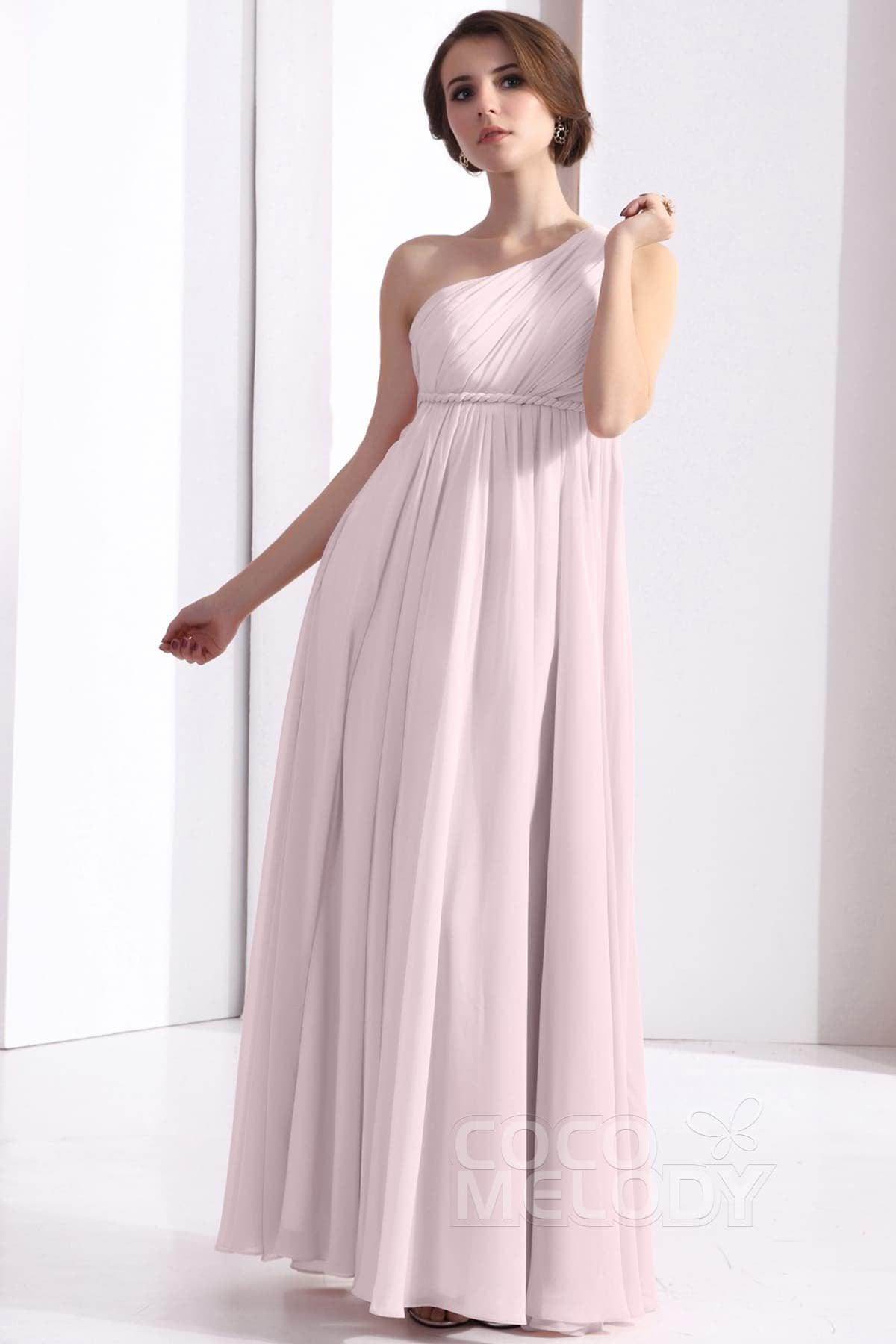 Sheath Floor Length Chiffon Bridesmaid Dress COSF1300D - COCOMELODY