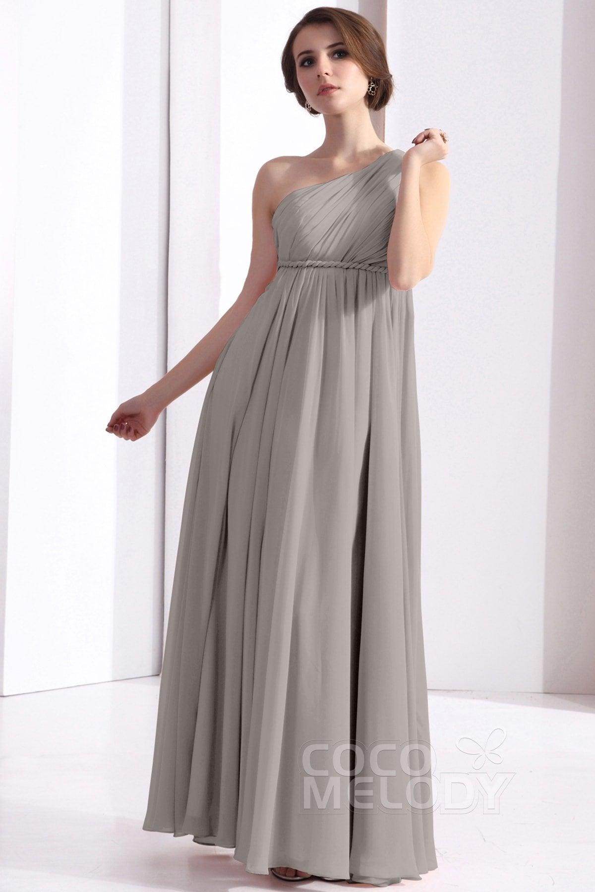 Sheath Floor Length Chiffon Bridesmaid Dress COSF1300D - COCOMELODY