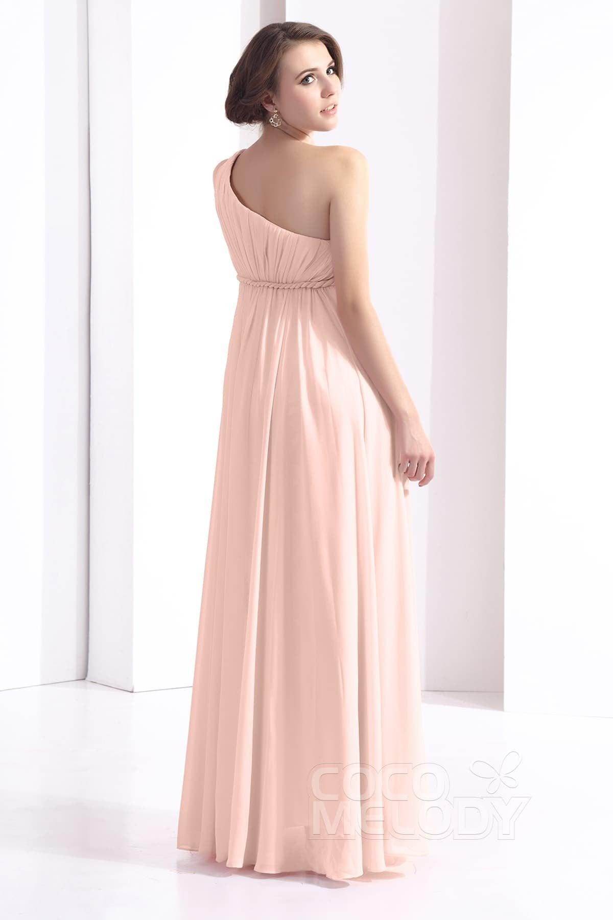 Sheath Floor Length Chiffon Bridesmaid Dress COSF1300D - COCOMELODY