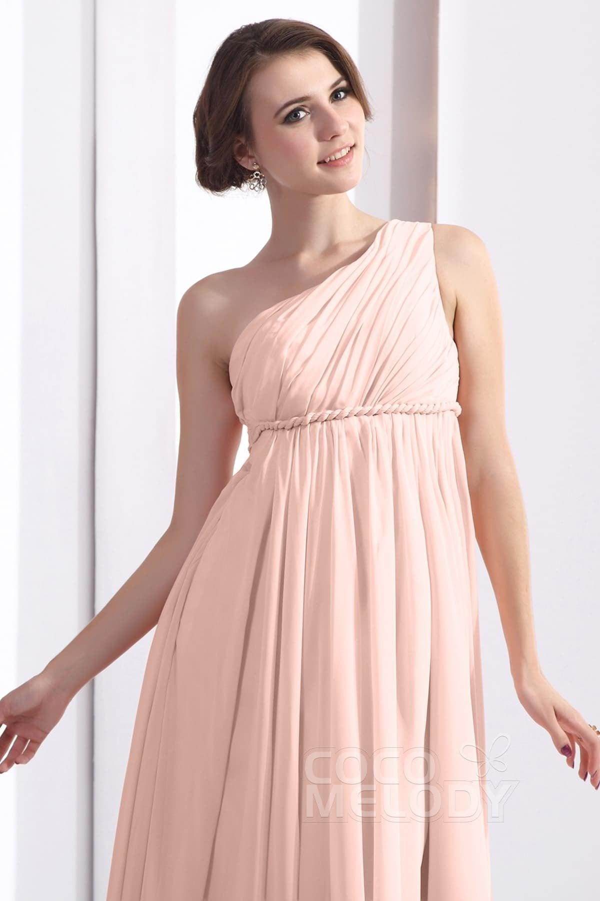 Sheath Floor Length Chiffon Bridesmaid Dress COSF1300D - COCOMELODY
